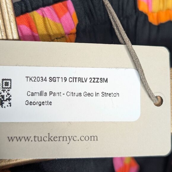 Tucker NYC Camilla Pant Citrus Geo in Stretch Georgette Silk Printed - Picture 9 of 9